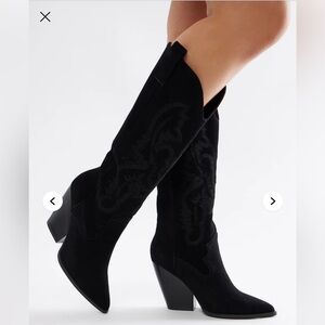 Black Western Knee-High Boots